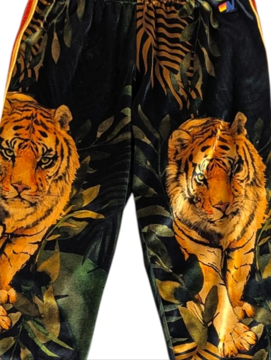 Aviator Nation Tiger Jungle Velvet Track Suit Rainbow Stripe Top XL Pant L F390 - Picture 7 of 14